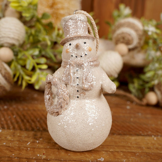 4Inch Natural Snowman Ornament - Christmas Place