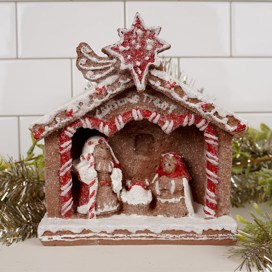 Gingerbread Nativity Table Top Display - Christmas Place