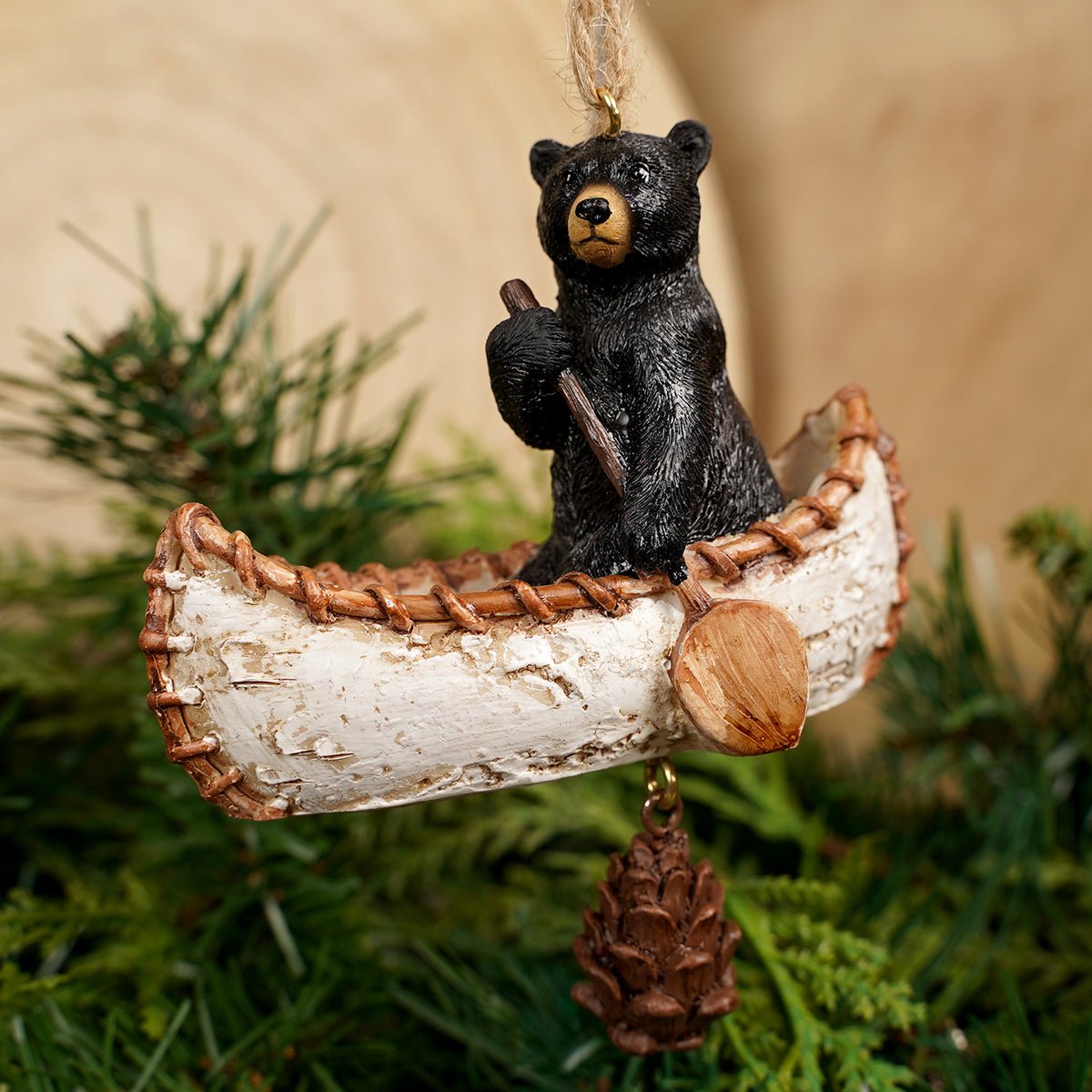4IN BEAR IN CANOE ORN - Christmas Place