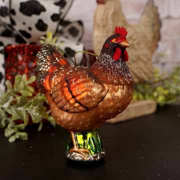 Glass Chicken Ornament