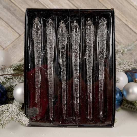 7 Inch Glass Icicle Set - Christmas Place