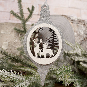 7.5Inch Woodland Scene Finial Ornament