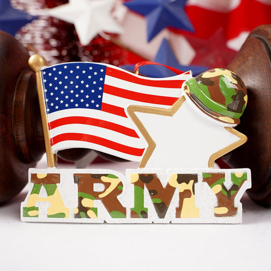 US Army American Flag Star Ornament - Christmas Place