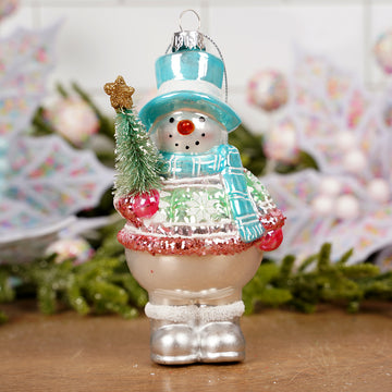 Pastel Snowman With Sisal Tree Ornament