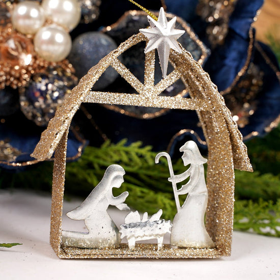 4.5IN HOLY CRECHE ORN - Christmas Place