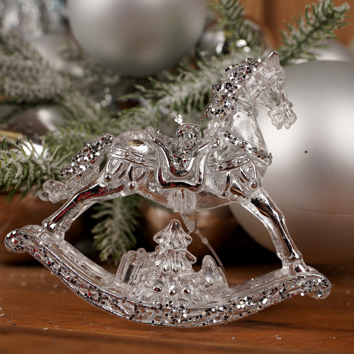 4IN ACRYLIC ROCKING HORSE ORN - Christmas Place