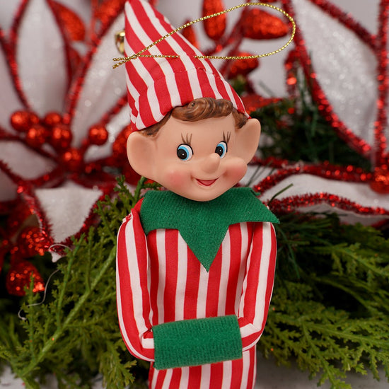 13Inch Red White Stripe Elf Ornament - Christmas Place