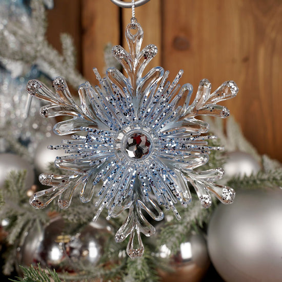 5.5Inch Clear Blue Snowflake Ornament - Christmas Place