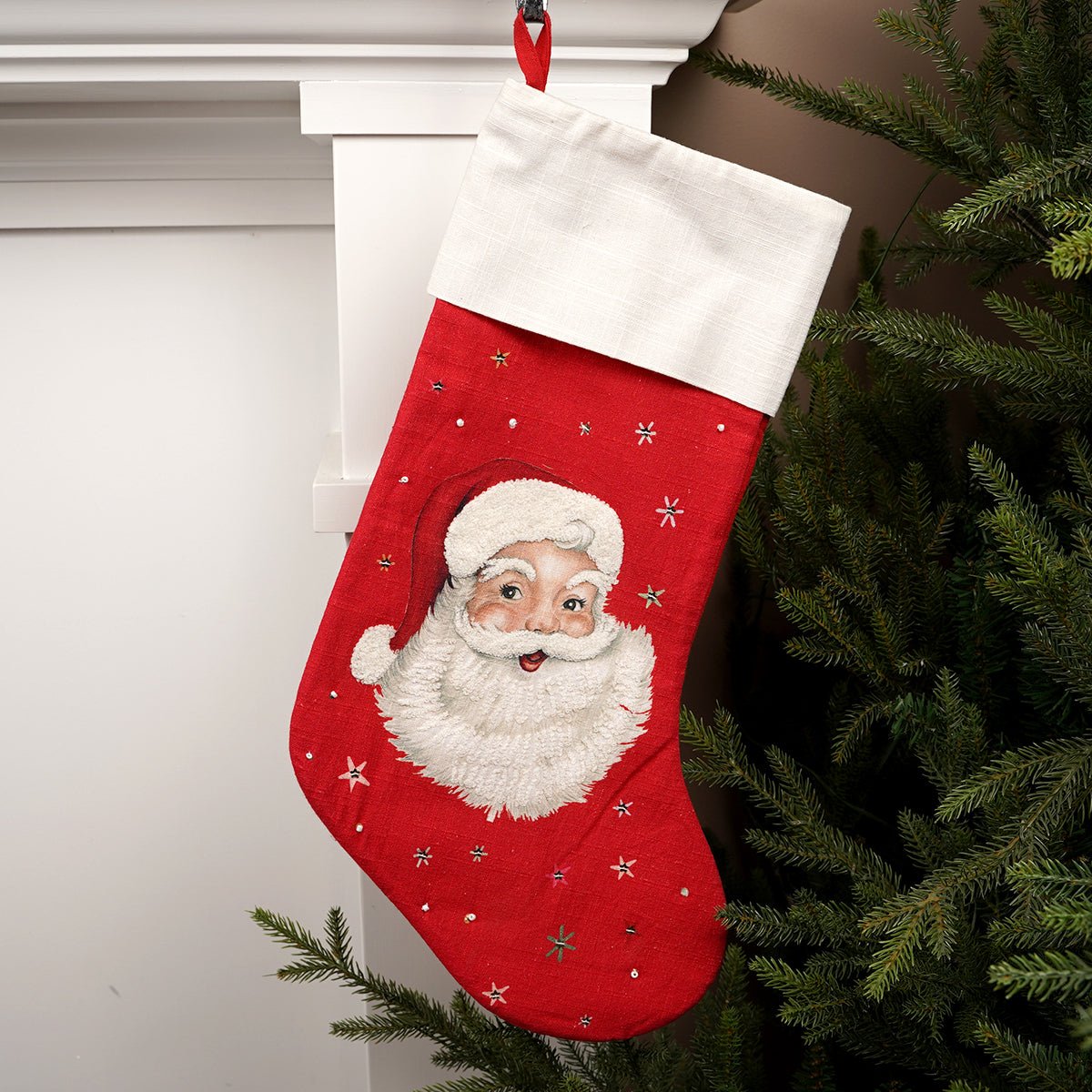 20Inch Santa Face Stocking - Christmas Place