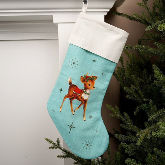 Classic Reindeer Christmas Stocking 20 inches length - Christmas Place