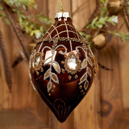 Burgundy Leaf Finial Ornament - Christmas Place