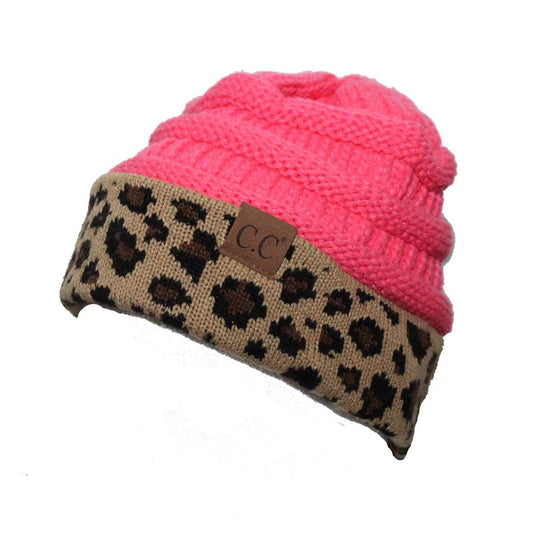 Candy Pink Leopard Beanie