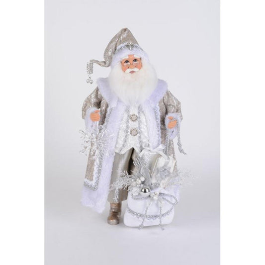 Lighted White Christmas Santa