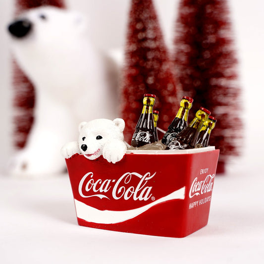 Coca - Cola Polar Bear Cub in Cooler Ornament - Christmas Place