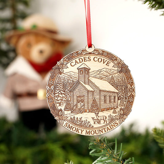Cades Cove Church Christmas Ornament - Christmas Place