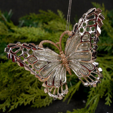 3.8IN SILVER BUTTERFLY ORN - Christmas Place