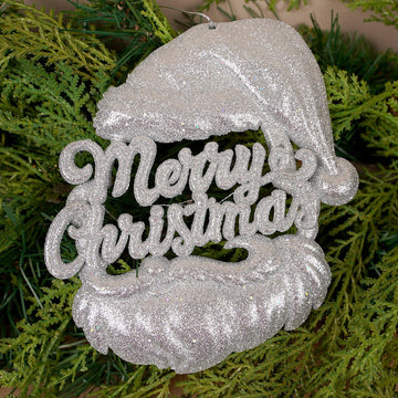 6IN SILVER SANTA MERRY CHRISTMAS ORN - Christmas Place