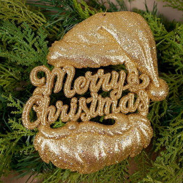 6IN GOLD SANTA MERRY CHRISTMAS ORN - Christmas Place