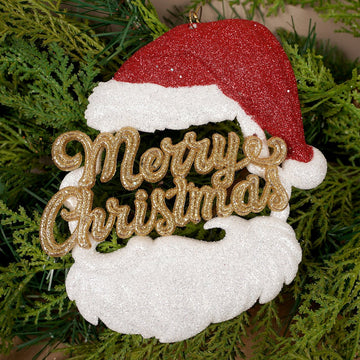 6IN GOLD MERRY CHRISTMAS RED SANTA HAT ORN - Christmas Place