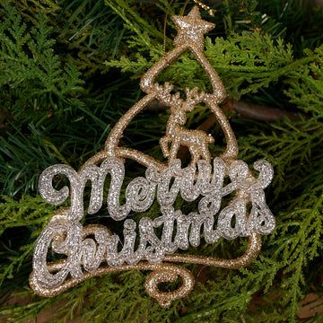 6Inch Champagne Merry Christmas Tree Ornament
