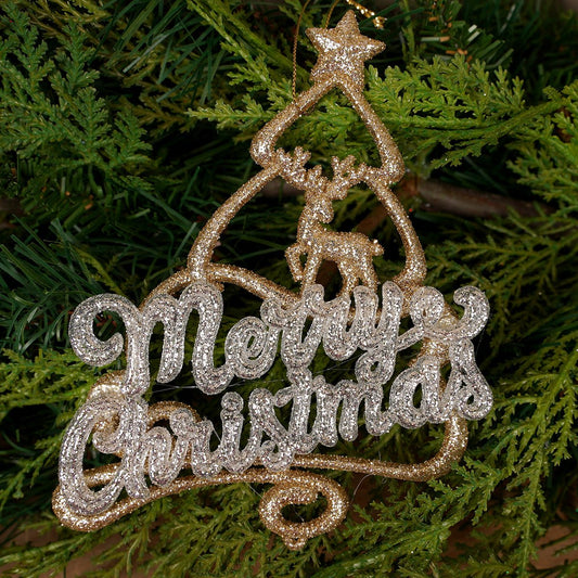 6Inch Champagne Merry Christmas Tree Ornament