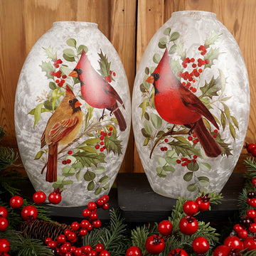 Cardinal Christmas Vase