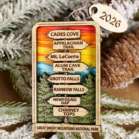 GSMNP Direction Sign Ornament - Christmas Place
