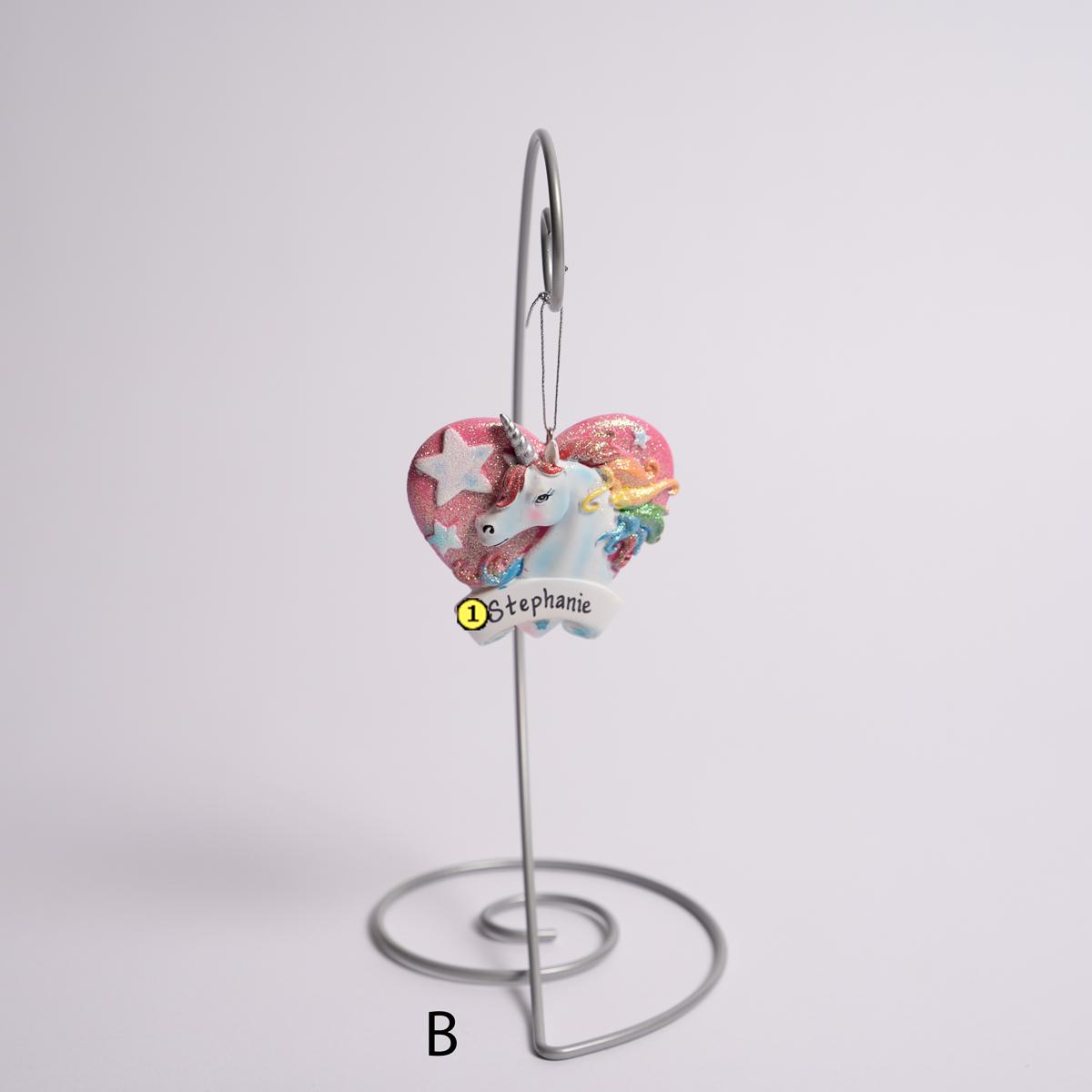 Pink and Blue Unicorn Heart Ornament Free Personalization