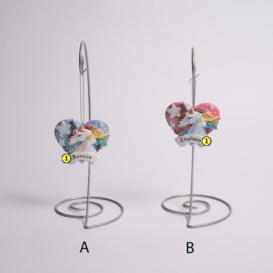Free Personalization Unicorn Heart Ornament Personalization
