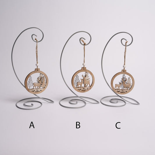 Wooden Deer With Tree Ornament