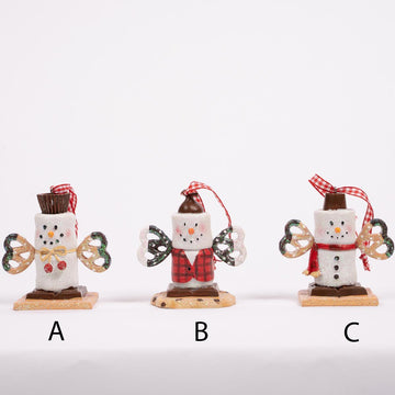 Snowman Smore With Pretzel Arms