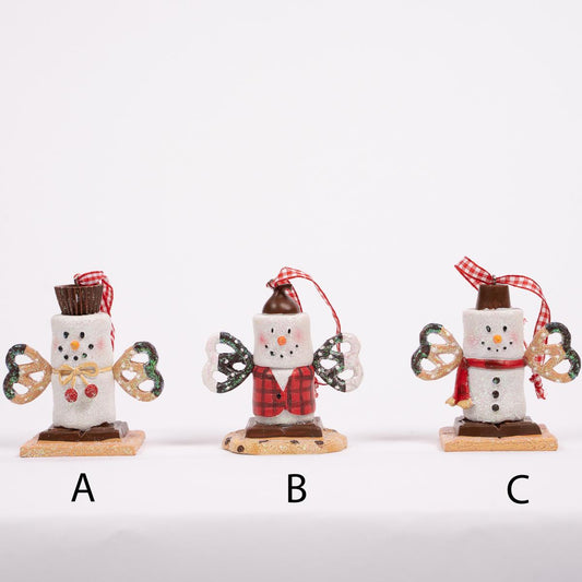 Snowman Smore With Pretzel Arms