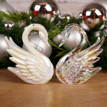 Opalescent Swan Christmas Ornament - Christmas Place