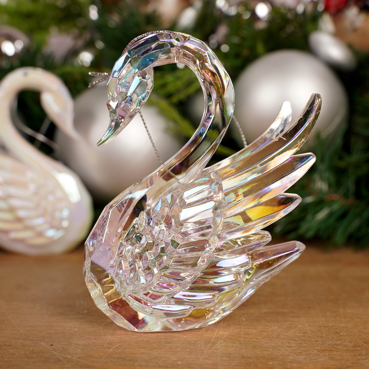 Opalescent Swan Christmas Ornament - Christmas Place