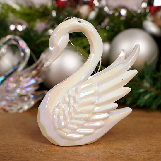 Opalescent Swan Christmas Ornament - Christmas Place