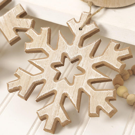6 Inch Wooden Snowflake Ornament