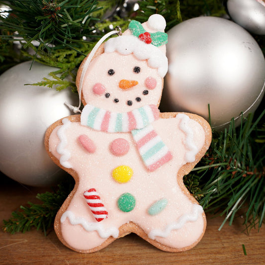 Pink Gingerbread Man Ornament - Christmas Place
