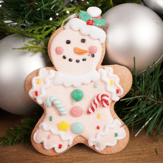 Pink Gingerbread Man Ornament - Christmas Place