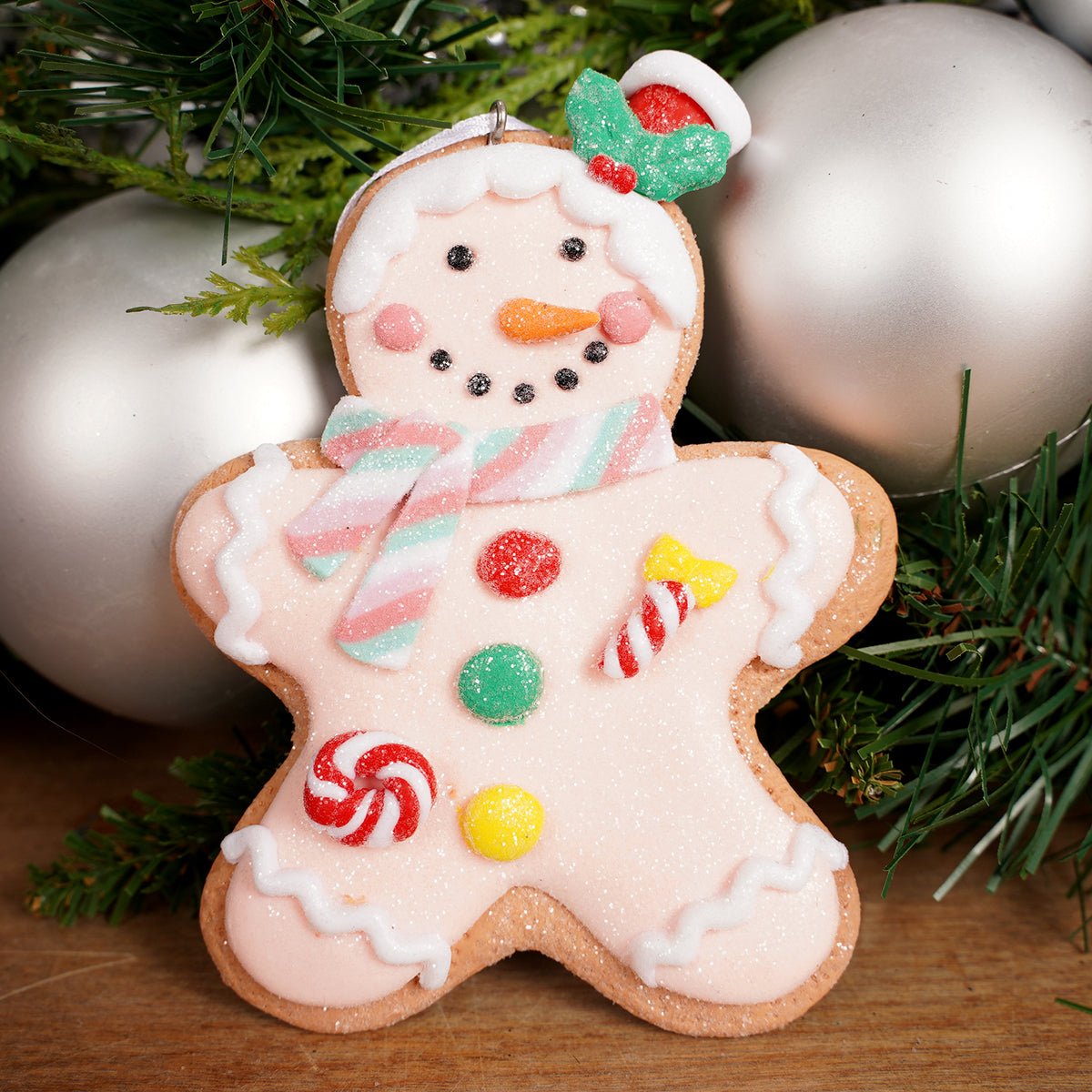 Pink Gingerbread Man Ornament - Christmas Place