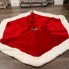 55Inch Dark Red Tree Skirt With White Trim