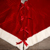 55Inch Dark Red Tree Skirt With White Trim