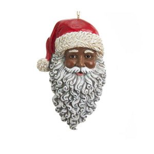 4" African American Santa Face Ornament - Christmas Place