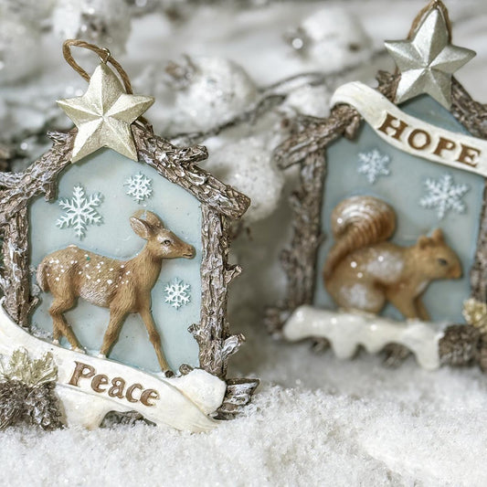 Animal In Log Frame Ornament