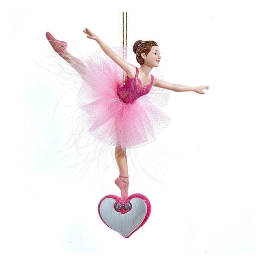 Ballerina On Pink Heart Ornament - Christmas Place