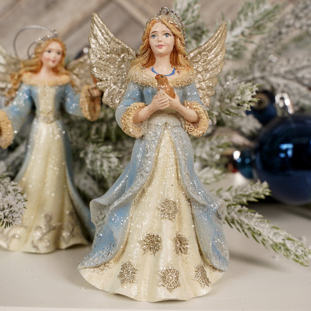 Blue Platinum angel Ornament - Christmas Place