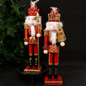 Red Gold Wooden Nutcracker - Christmas Place