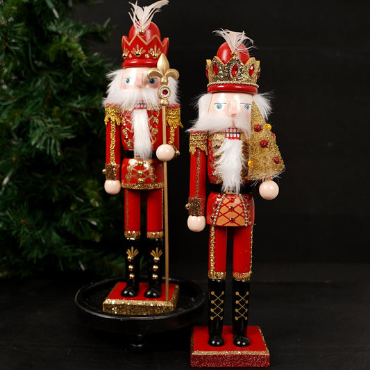 Red Gold Wooden Nutcracker - Christmas Place