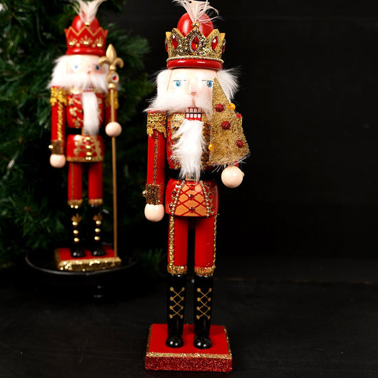 Red Gold Wooden Nutcracker - Christmas Place