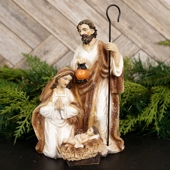 Tan Brown Holy Family Nativity Figures - Christmas Place