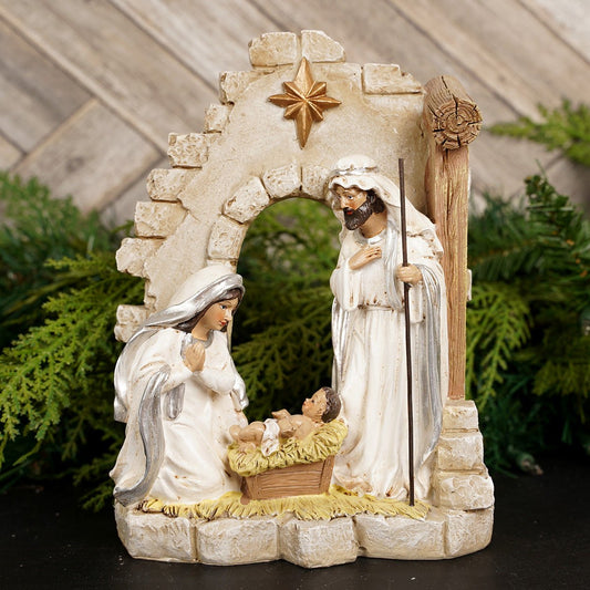 Natural Color Holy Family Nativity Display - Christmas Place